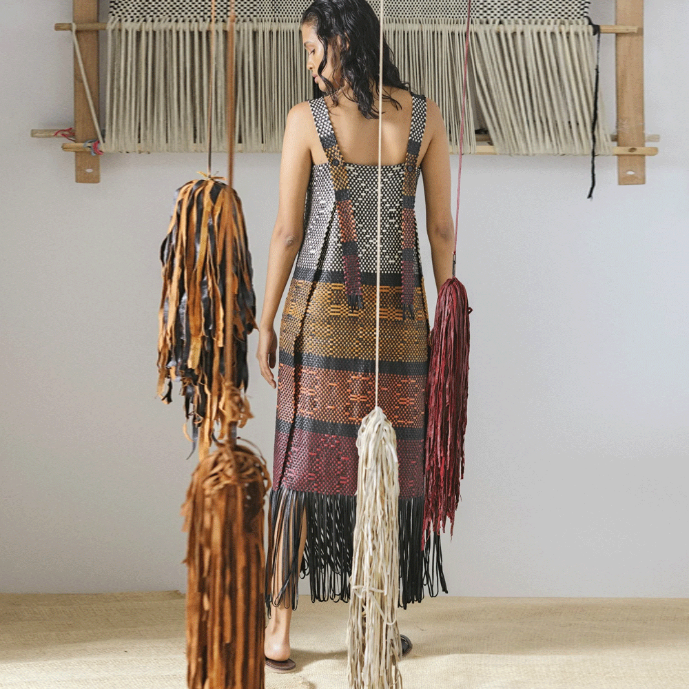 The Loom Art Space Slate Handwoven Chanderi Silk Dress - Buy on Upcycleluxe